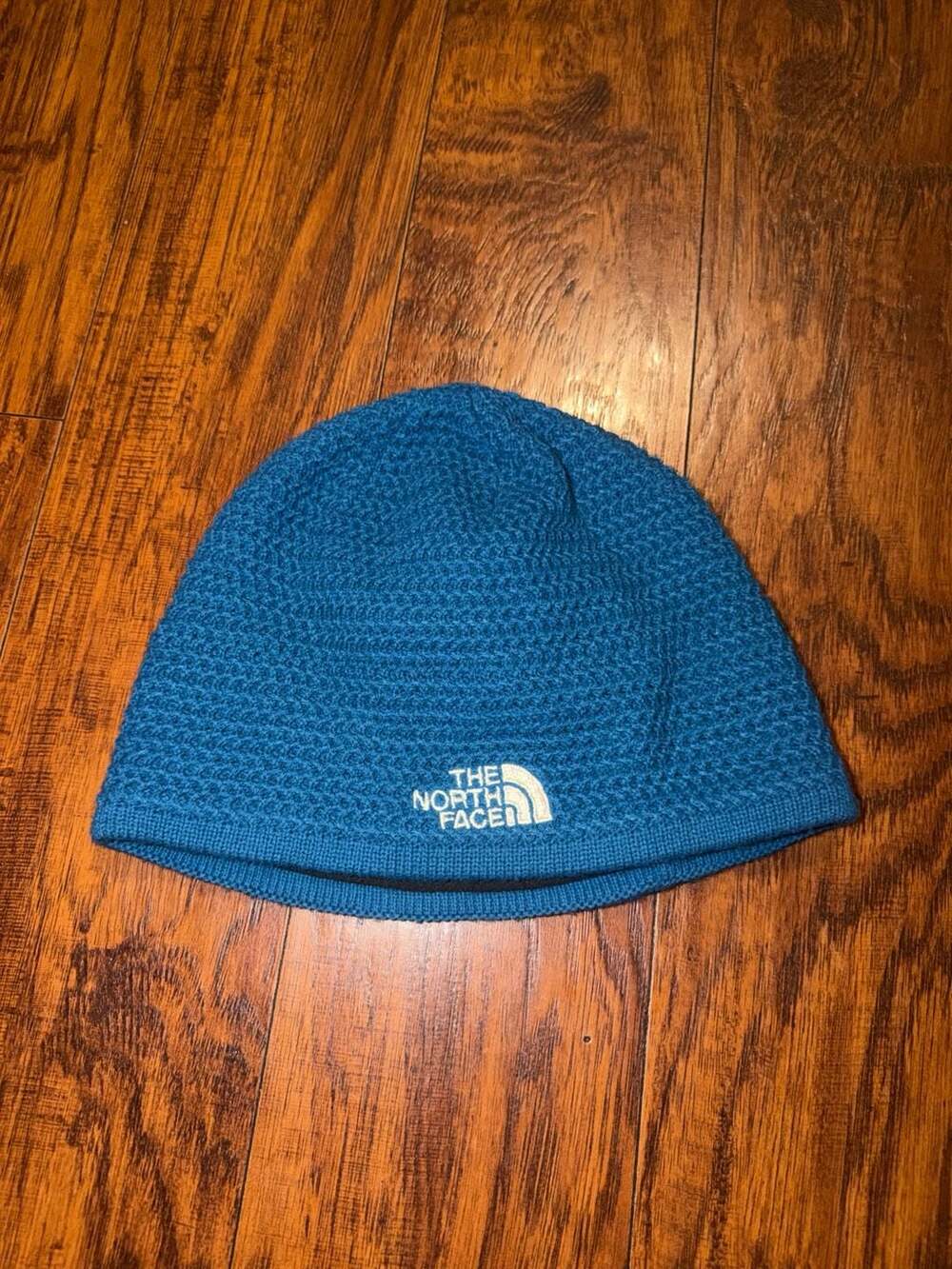 The North Face Blue Knit Beanie Skull Cap Fleece Lined One Size